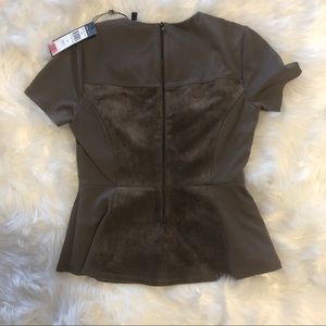 BCBGMaxazria green velvet peplum top